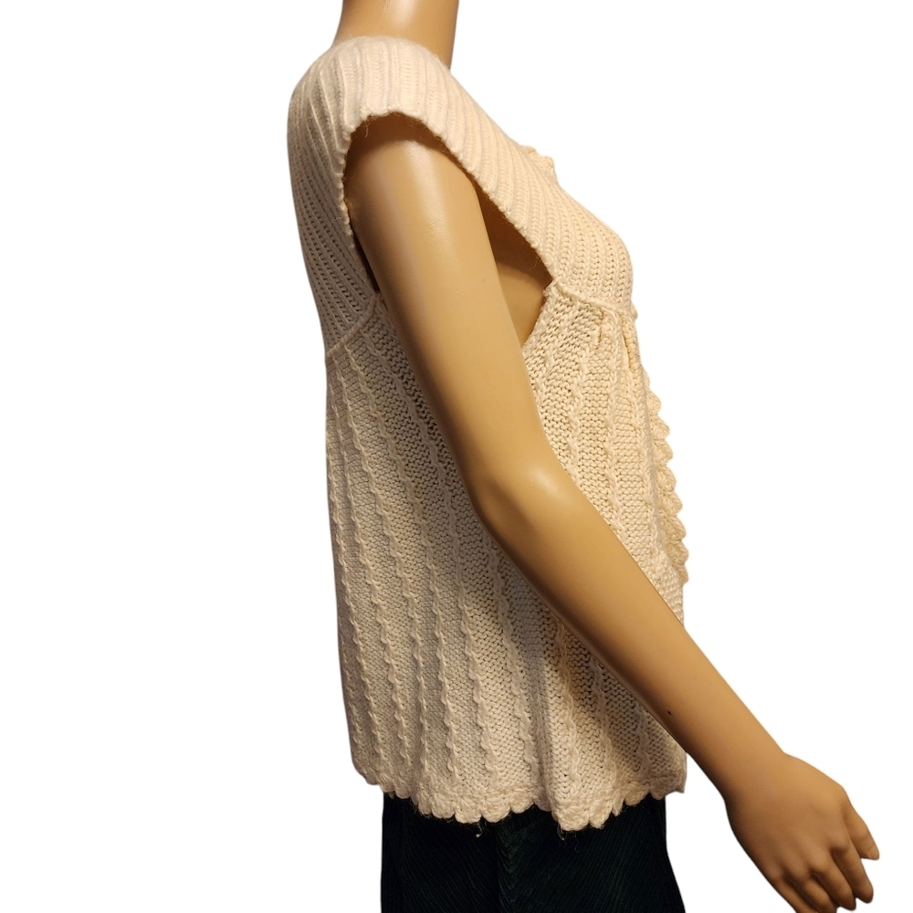 Saint Tropez White Cap Sleeve Knit Cardigan Sweater Size L - Picture 4 of 13
